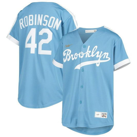 Brooklyn Dodgers Jackie Robinson Light Blue Alternate Cooperstown Collection Player Baseball Jersey Mlb Baseball Jersey905